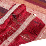 SALE Rustic Reds Stripes, Vintage Kimono Silk, Japan Handweave, By the Yard #851