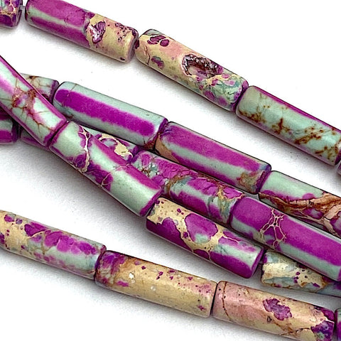 Re-Stocked, Tribal Magenta Gemstone Cylinder Tube Beads, 13mm x 4mm, 1 –  The Button Bird