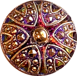 SALE Gold and Purples Mandala Treasure Czech Glass Button 26mm / 1"  # CZ 145-B