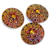 SALE Gold and Purples Mandala Treasure Czech Glass Button 26mm / 1"  # CZ 145-B