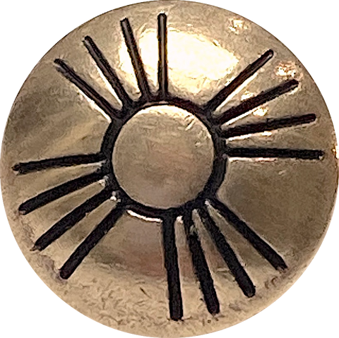 Small Shiny Brass Zia Sun Button, 1/2", Shank Back, #SW-39