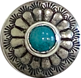 Re-Stocked, Blue Bead Sunflower Southwest Screw-Back 1/2" Nickel Silver, Small Rustic #SW-258