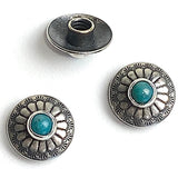 Re-Stocked, Blue Bead Sunflower Southwest Screw-Back 1/2" Nickel Silver, Small Rustic #SW-258
