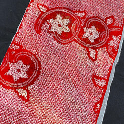 SIX PIECES 13.5" x 42", Full Red-White Shibori, Various Designs, Vintage Kimono Silk from Japan,  #120