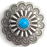 Tucson Daisy,  1-1/2" Silver / Turquoise Screw Back Concho 1.5"  #SWH-129