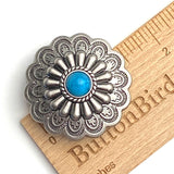 Tucson Daisy,  1-1/2" Silver / Turquoise Screw Back Concho 1.5"  #SWH-129
