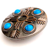 Four Directions Zia Copper / Turquoise Screw Back Concho 1.5"  #SWH-130
