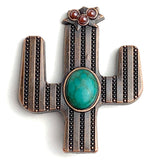 Red Blossoms Cactus  1-1/2" Copper / Turquoise Screw Back Concho 1.5"  #SWH-131