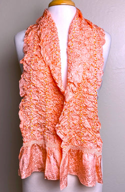 Shibori Scarf for Obi Peachy Pink Very Textured Silk, 54" Long #121