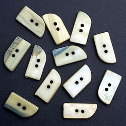 Stony Shell Curved Rectangle Button 3/4" x 3/8"  Pack of TWELVE.  #23-130-12