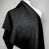 Black on Black Hidden Roses Jacquard Drapey Kimono Silk Crepe from Japan, 11 yard BOLT #120