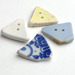 Sea Pottery Triangle Buttons, 1" Set of 4 Ocean-Tumbled #LP-7