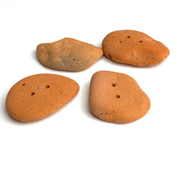 Sea Pottery Buttons, Set of 4 Natural Real Brick Terra Cotta Ocean-Tumbled 1.25" #BCH-8