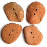 Sea Pottery Buttons, Set of 4 Natural Real Brick Terra Cotta Ocean-Tumbled 1.25" #BCH-8