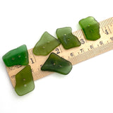 Six Green Beach Glass Buttons, Real Natural Sea Glass, Ocean-Tumbled 7/8"-1"   #LP-6