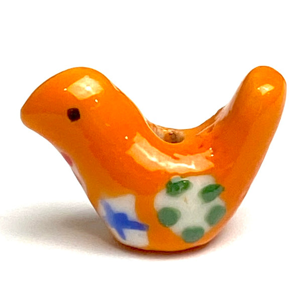 Re-Stocked, Orange Star-Bird Porcelain Bead, 3/4"   #LP-02