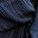 Navy CREPE Stripe Lightweight Drapey Artisan Cotton Kasuri from Japan 42" Wide, By the Half Yard # NS-44