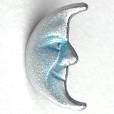 Re-Stocked, Moon Face Tiny Blue Pearl Button 1/2" Susan Clarke #SC-109