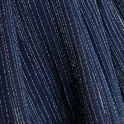 Navy CREPE Stripe Lightweight Drapey Artisan Cotton Kasuri from Japan 42" Wide, By the Half Yard # NS-44