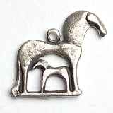 Horse With Foal Pewter Charm/Pendant, 7/8"  #L117