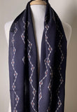 Set of EIGHT PIECES of Very Dark Blue OLD Chirimen Kimono Silk Crepe Ikat, Various Sizes #6530