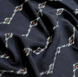 Set of EIGHT PIECES of Very Dark Blue OLD Chirimen Kimono Silk Crepe Ikat, Various Sizes #6530