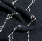 Set of EIGHT PIECES of Very Dark Blue OLD Chirimen Kimono Silk Crepe Ikat, Various Sizes #6530