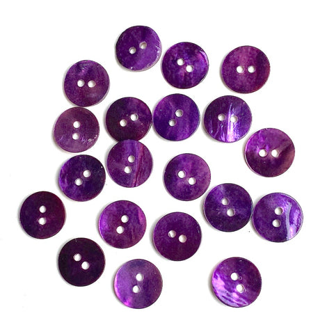 OUTLET ITEM: 1/2" Dark Purple Pearl Shell 13mm 2-hole Button with Rustic Variance, 22 for $10.00   #241189-D-Economy