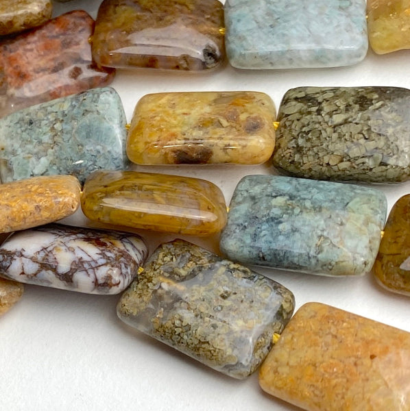 Last Ones, Earth Honey Candy 11/16" Rectangular Jasper Gemstone 18mm Beads, Pack of 22 Beads  #LP-39