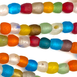 Deeper SALE, Recycled Glass Rustic Beads from Ghana, 7mm, Strand of 65+ Beads #GH-05