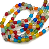 SALE, Recycled Glass Rustic Beads from Ghana, 7mm, Strand of 65+ Beads #GH-05