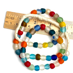 DEEPER SALE, Recycled Glass Rustic Beads from Ghana, 8-9mm, 19" Strand of 60-65 Beads #GH-06