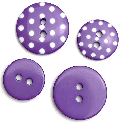 Purple Lavender Dots Plastic Button 9/16" or 11/16"