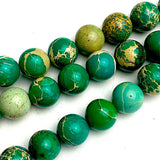 SALE Bright Green Imperial Jasper Round Beads, 8mm, 5/16", Natural Dyed Gemstone, Strand of 45 Beads  #LP-41