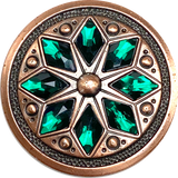 Emerald Green /Copper 1-1/2" Tucson Fire Flower Concho 1.5" Screw Back  #SWH-138