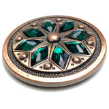 Emerald Green /Copper 1-1/2" Tucson Fire Flower Concho 1.5" Screw Back  #SWH-138