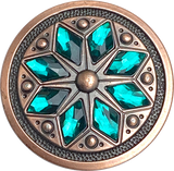 Teal /Copper 1-1/2" Tucson Fire Flower Concho 1.5" Screw Back  #SWH-139