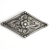 Pecos Diamond Antique Silver Concho 1.5" x 2.5" Screw Back  #SWH-140