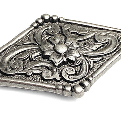 Pecos Diamond Antique Silver Concho 1.5" x 2.5" Screw Back  #SWH-140