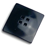 Black Corozo Button, "Five Squares" Pillow-Top, Tagua Nut Corozo, 9/16" / 14mm   #513