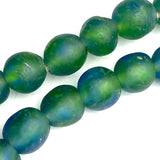 SALE Recycled Glass Large Dark Greens/Blues Beads from Ghana, 13mm, Strand of 50 Beads #GHL-719