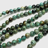 Green/Chocolate 'African Turquoise' Jasper, Small Round 6mm, 3/16", Large Hole, Pack of 32 Beads #L306