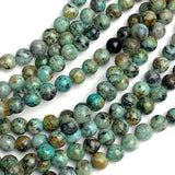 Green/Chocolate 'African Turquoise' Jasper, Small Round 6mm, 3/16", Large Hole, Pack of 32 Beads #L306