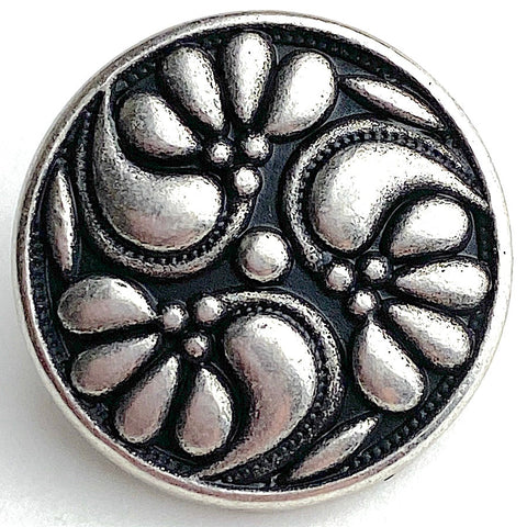 Re-Stocked, Silver Poppy Pinwheel 3/4" Metal Button #SWC-20