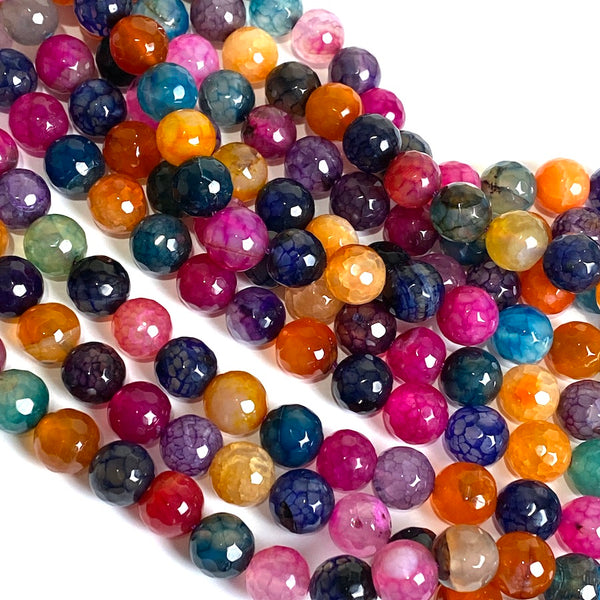 Jewel Agate Bead Mix, 10mm Faceted 3/8" High Shine 15" Strand,  #LP-101