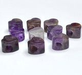 TEN Amethyst Heart Large-Hole Beads, Thick,  9/16"/15mm diameter,  #LP-102, Set of 10