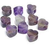 TEN Amethyst Heart Large-Hole Beads, Thick,  9/16"/15mm diameter,  #LP-102, Set of 10