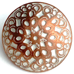 Re-Stocked, Copper-White Filigree Domed Button 5/8"  #SWC-69