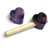 TEN Amethyst Heart Large-Hole Beads, Thick,  9/16"/15mm diameter,  #LP-102, Set of 10