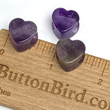 TEN Amethyst Heart Large-Hole Beads, Thick,  9/16"/15mm diameter,  #LP-102, Set of 10